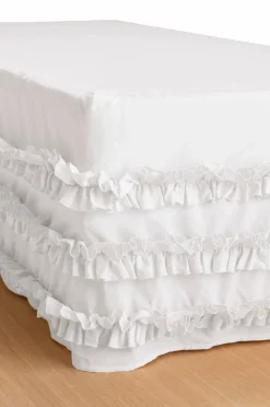 Clearance Ellos Sengekappe Juliette Curve Frill i vasket bomuld 60 cm Hvid