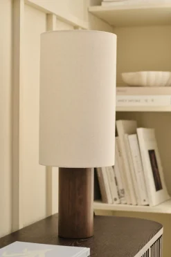 Sale Ellos Home Bordlampe Davin Mørkebrun/linned
