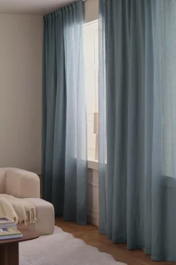 Hot Ellos Home CLEO skræddersyet linnedgardin Dimblå