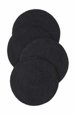 Clearance Ellos Home Dækkeserviet Ria i jute, 4-pak Black mdf/metal