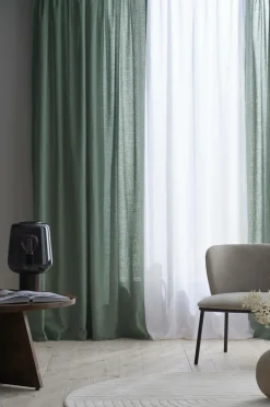 Discount Ellos Home Gardinlængde med rynkebånd Beata, 2-pak Green glossy
