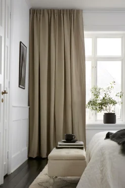 Best Ellos Home Gardinlængde med rynkebånd Alexandra 1-pak A121b 100% linen beige