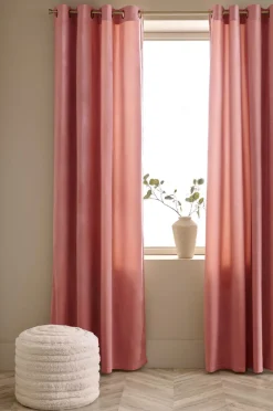 Clearance Ellos Home Gardinlængde med sejlringe Nora i velour, 2-pak Rosa
