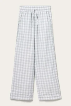 Discount Ellos Home Natbukser Dorene Check Pyjamas Pants Lyseblå/hvid