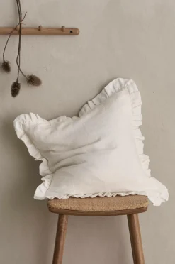 Outlet Ellos Home Pudebetræk Candice Frill i vasket hør Hvid