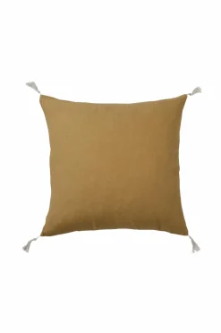 Outlet Ellos Home Pudebetræk Candice Tassel af vasket hør, 50x50 cm Bronzegrøn