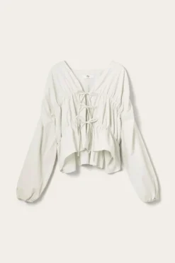 Clearance Ellos Home Pyjamasskjorte Juliette Lys hvid grå