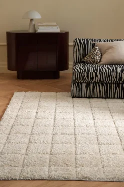 Clearance Ellos Home Ryatæppe Alba Check Shaggycarpet Hvid