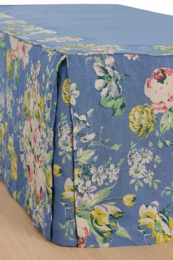 Clearance Ellos Home Sengekappe Candice Rose i vasket linned 60 cm Himmelblå