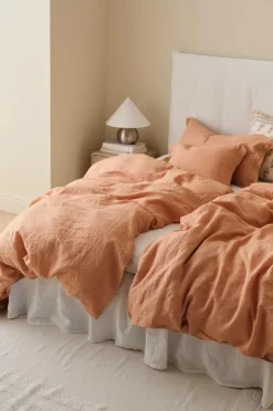 Best Ellos Home Sengesæt Candice i vasket hør - 2 eller 3 dele Brunrosa