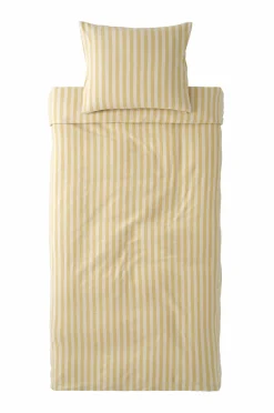 Best Ellos Home Sengesæt Elly Classic Stripe i genanvendt halvlinned 2 eller 3 stykker Lys grøngul