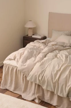 Sale Ellos Home Sengesæt Rania i vintagevasket bomuld BEIGE