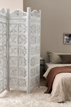Discount Ellos Home Skærmvæg Snidad Hvid