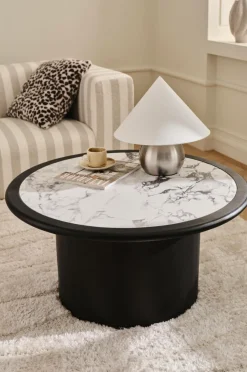 Ellos Home Sofabord Ramma Ø 90 cm Sort / marmor