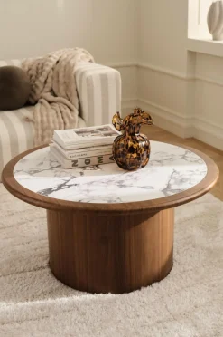 Best Ellos Home Sofabord Ramma Ø 90 cm Brun / marmor