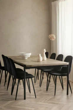Ellos Home Spisebordssæt Gilda med 1 bord og 8 stole hvidt bord / sorte stole