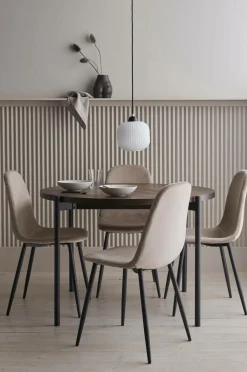 Discount Ellos Home Spisebordssæt Gilda med 1 bord og 4 stole Brunt bord/beige stole