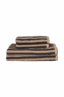 Online Ellos Home Sæt med frottéhåndklæder Stripe 4 dele Beige grå