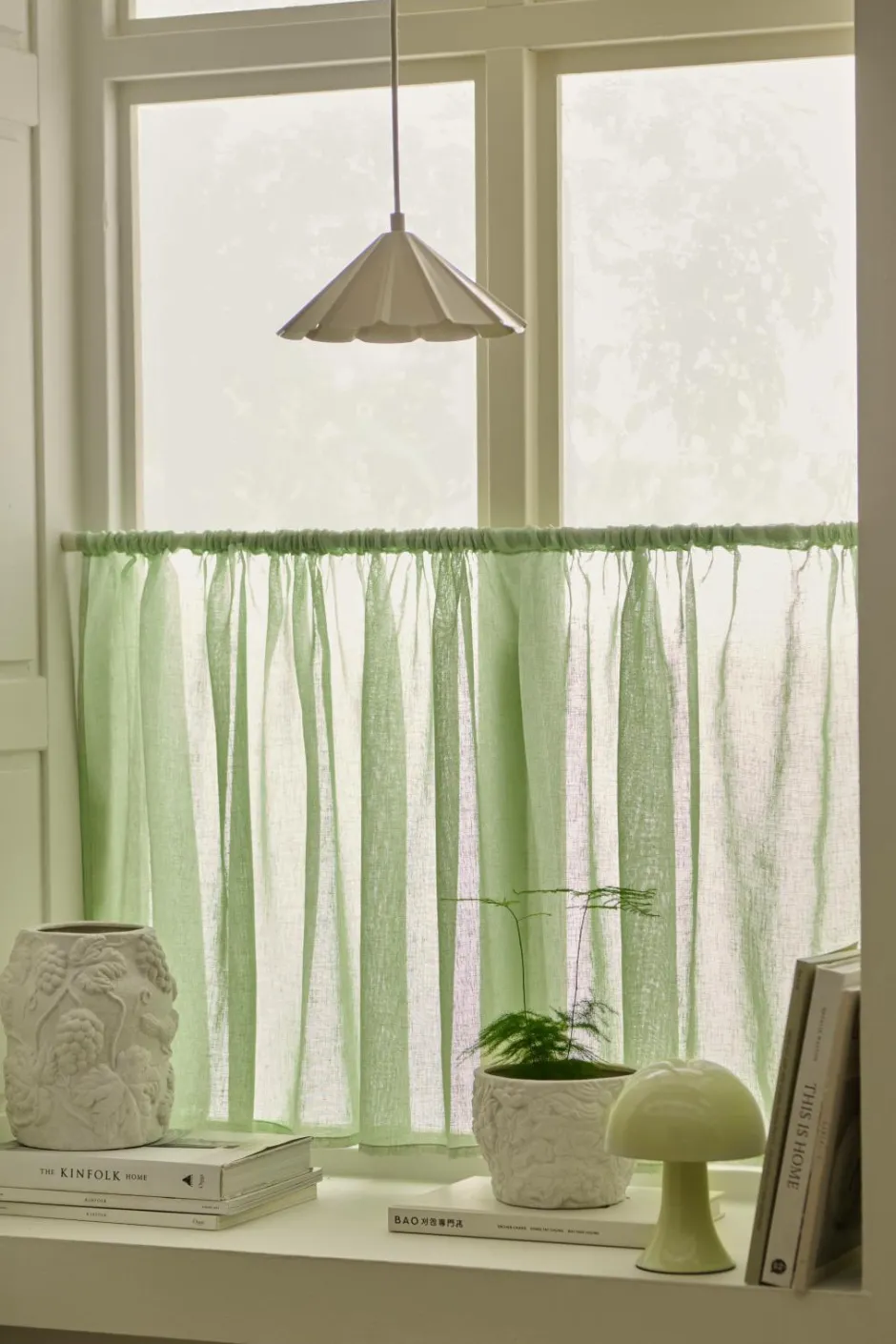 Clearance &Home Café-gardin Mila Lysegrøn