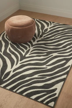 &Home Tæppe Lotus Zebra Gråhvid