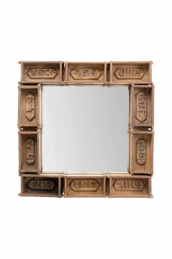 Best KARE Design Vægspejl Brick 90x90cm Brun