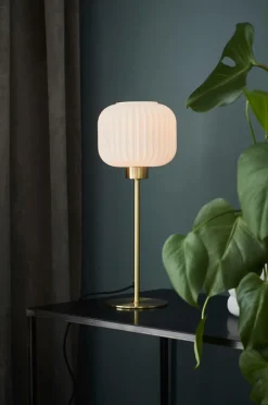 Online Markslöjd SOBER Table Small 1L Børstet messing/hvid