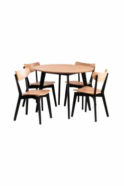 Best NORDFORM Roxby spisebordssæt med bord og 4 stole, 105x105x76 cm eg 40885 / sort