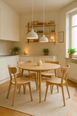 Clearance NORDFORM Roxby spisebordssæt Ø 105 cm naturlig