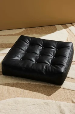 Clearance Pastill Luca gulvpude i vegansk læder 64x64x15 cm Sort PU