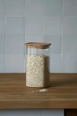 Online Pebbly Firkantede dåser med bambuslåg 1400 ml Gennemsigtig