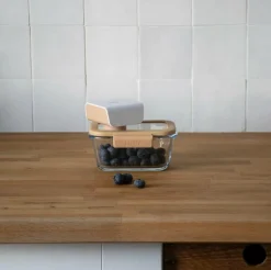 Online Pebbly Rektangulær glasdåse med glaslåg og vakuumhætte - 460 ml Gennemsigtig