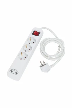 Clearance PR Home Stikdåse 3 stik + Usb 1,4 m Hvid