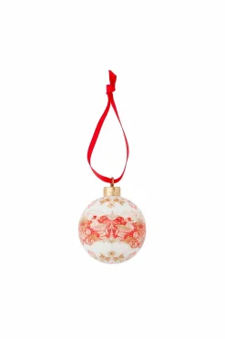 New Spode Bauble Strawberry Thief, Madder 7.5cm red/lyserød/hvid