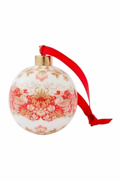 New Spode Bauble Strawberry Thief, Madder 7.5cm red/lyserød/hvid