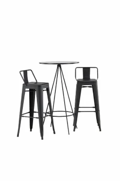 Venture Home Spisegruppe Bistro med 2 stk. stole Tempe Black