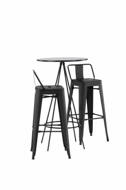 Venture Home Spisegruppe Bistro med 2 stk. stole Tempe Black