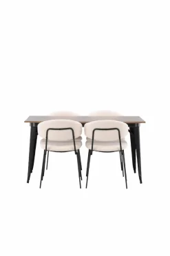 Sale Venture Home Spisegruppe Tempe med 4 spisebordsstole Chico Hvid/valnød