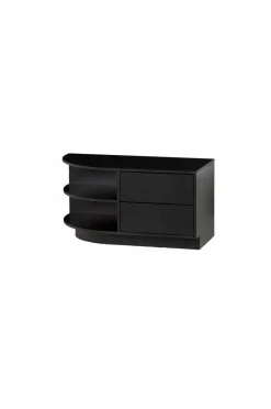 Best WOOOD TV-bænk Finca rund venstre 78 cm Sort mat sort